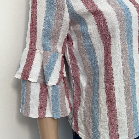 URBAN Romantics Blouse Ruffles striped cotton linen - Picture 2 of 6
